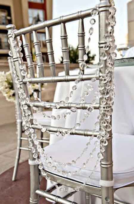 decoration mariage argent, chaise argentée, decors chaise argentée